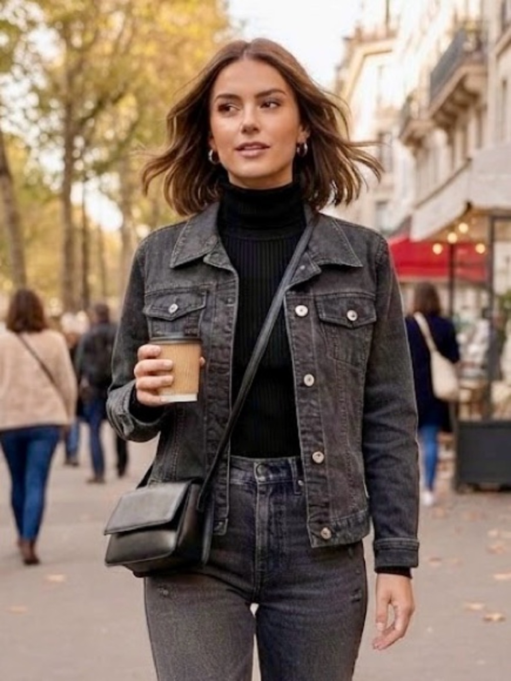 Women's Washed Grey Denim Jacket
